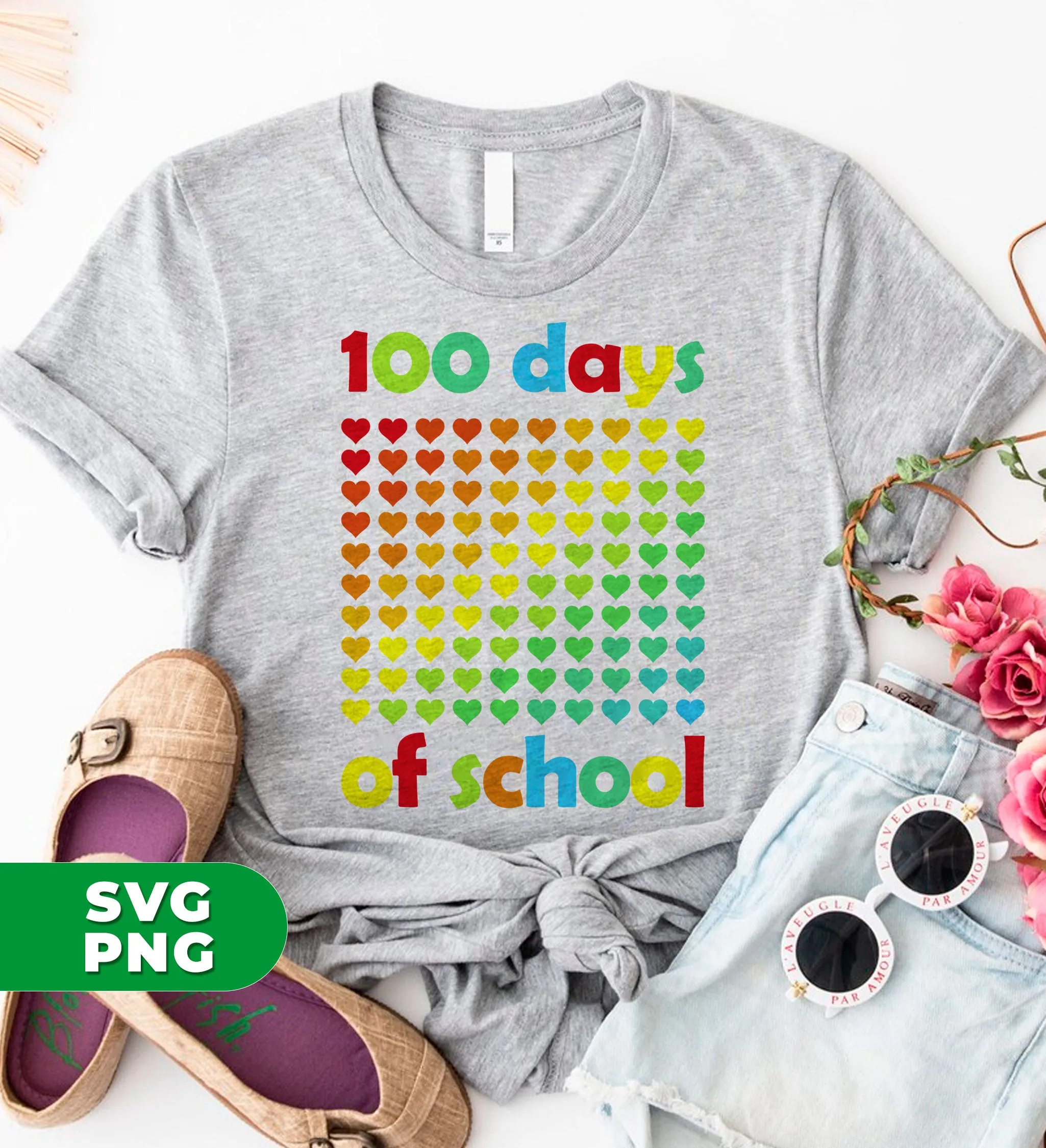 100 Days Of School, School In My Heart, Back To School, Digital Files, Png Sublimation