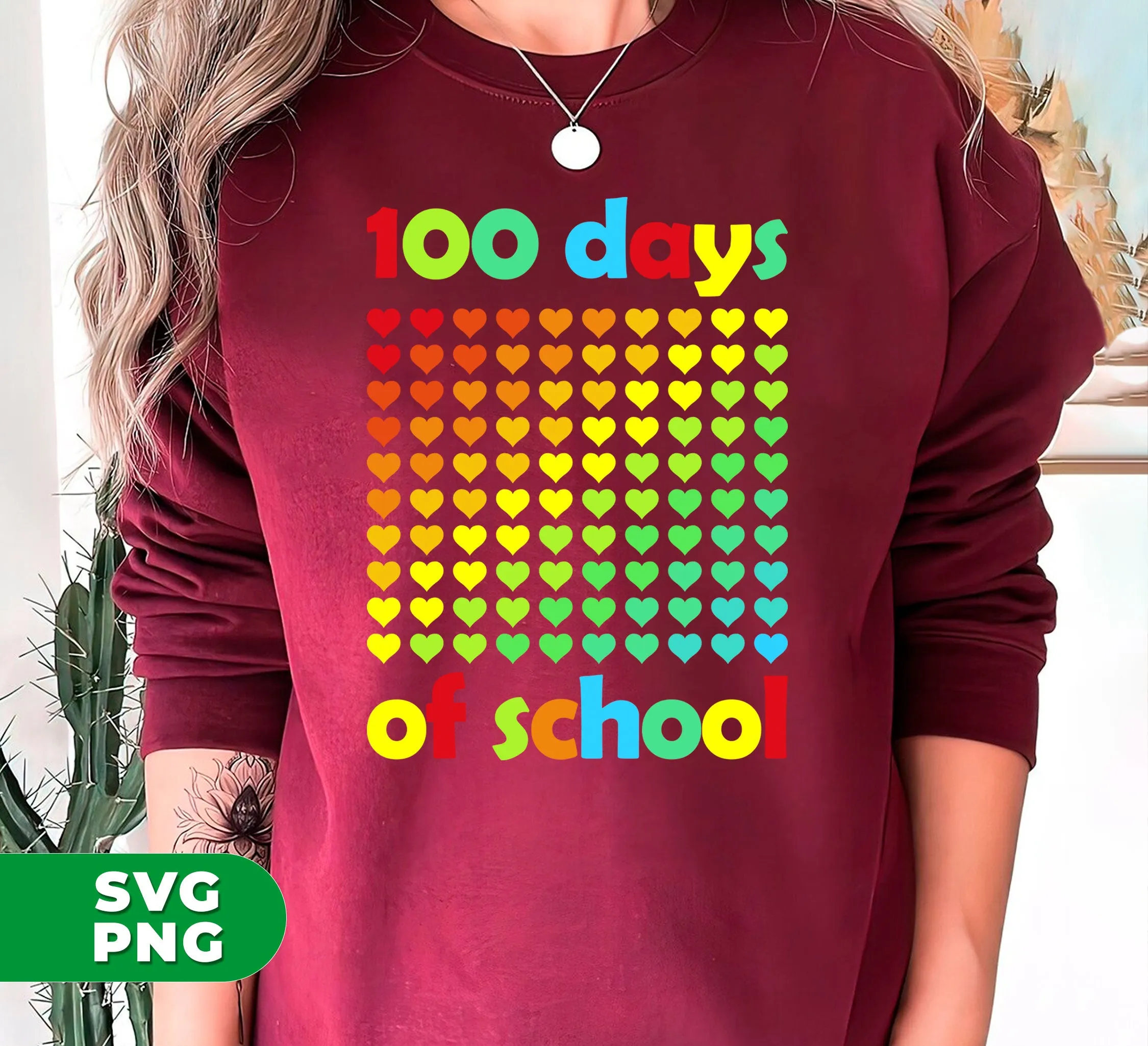 100 Days Of School, School In My Heart, Back To School, Digital Files, Png Sublimation