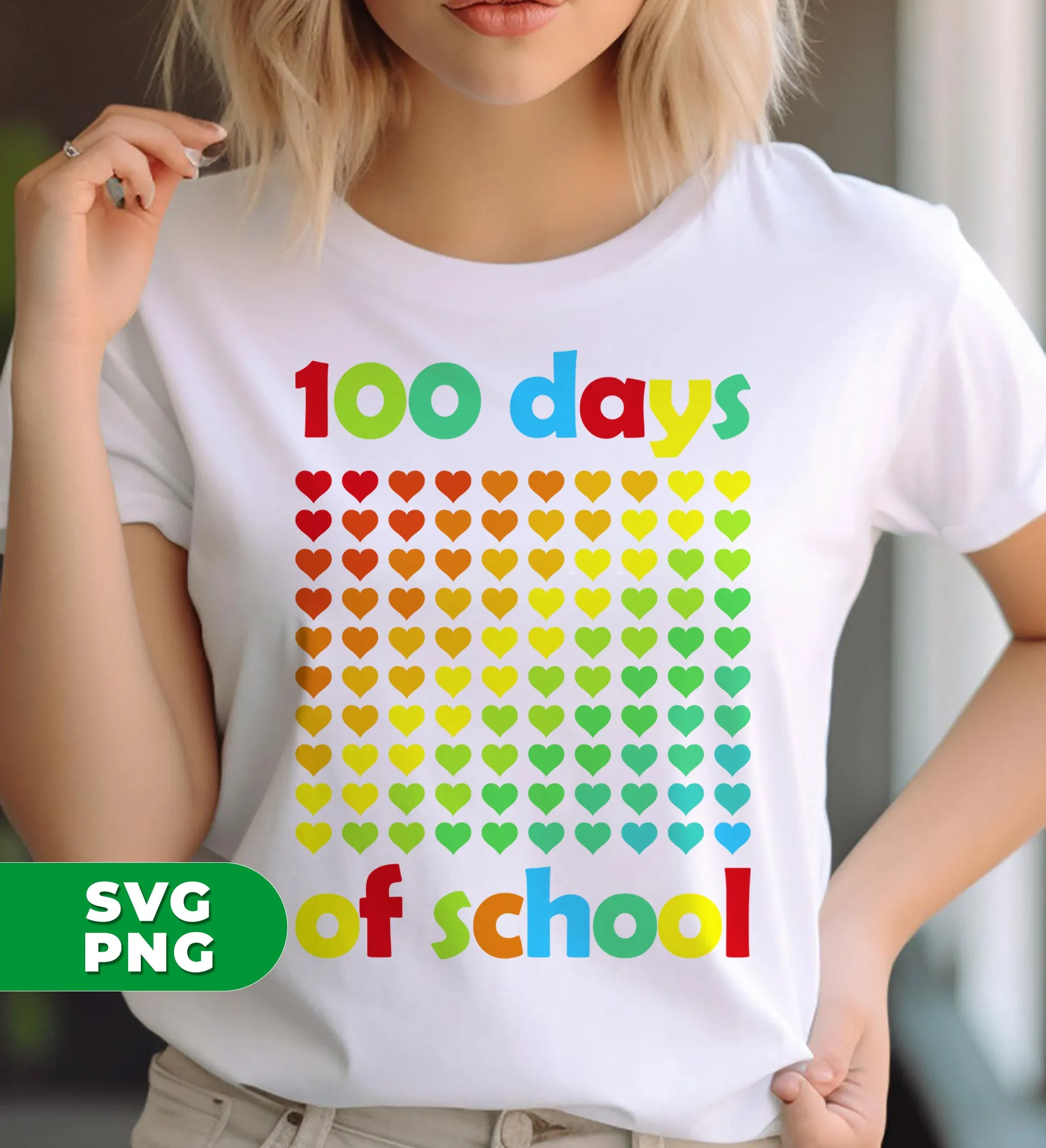 100 Days Of School, School In My Heart, Back To School, Digital Files, Png Sublimation