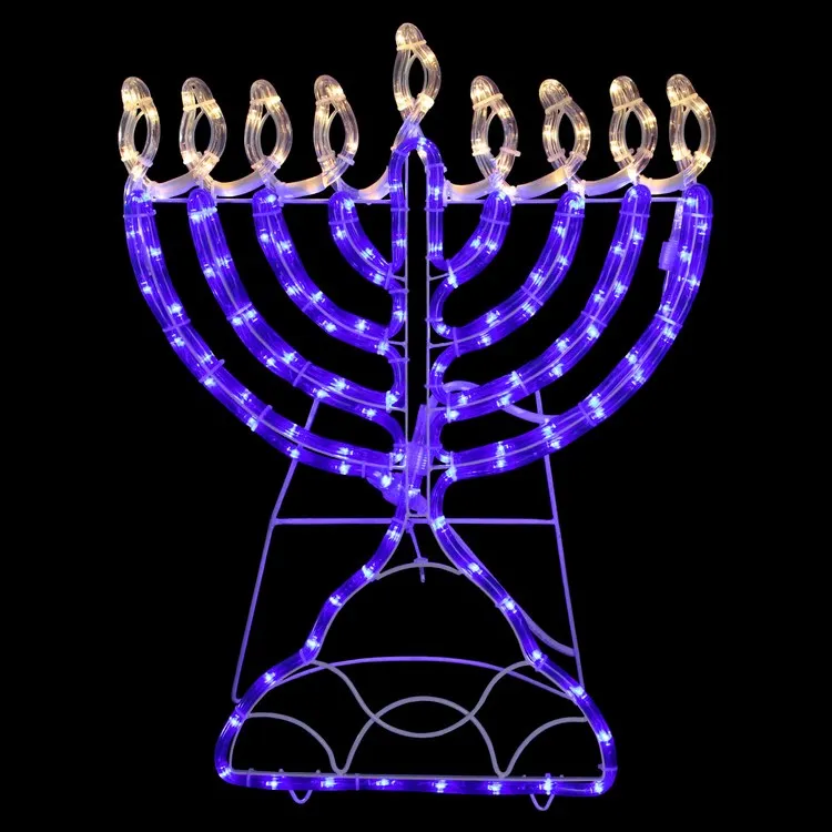 150 Clear and Blue LED Hanukkah Menorah Rope Lights with 1.4' White Wire