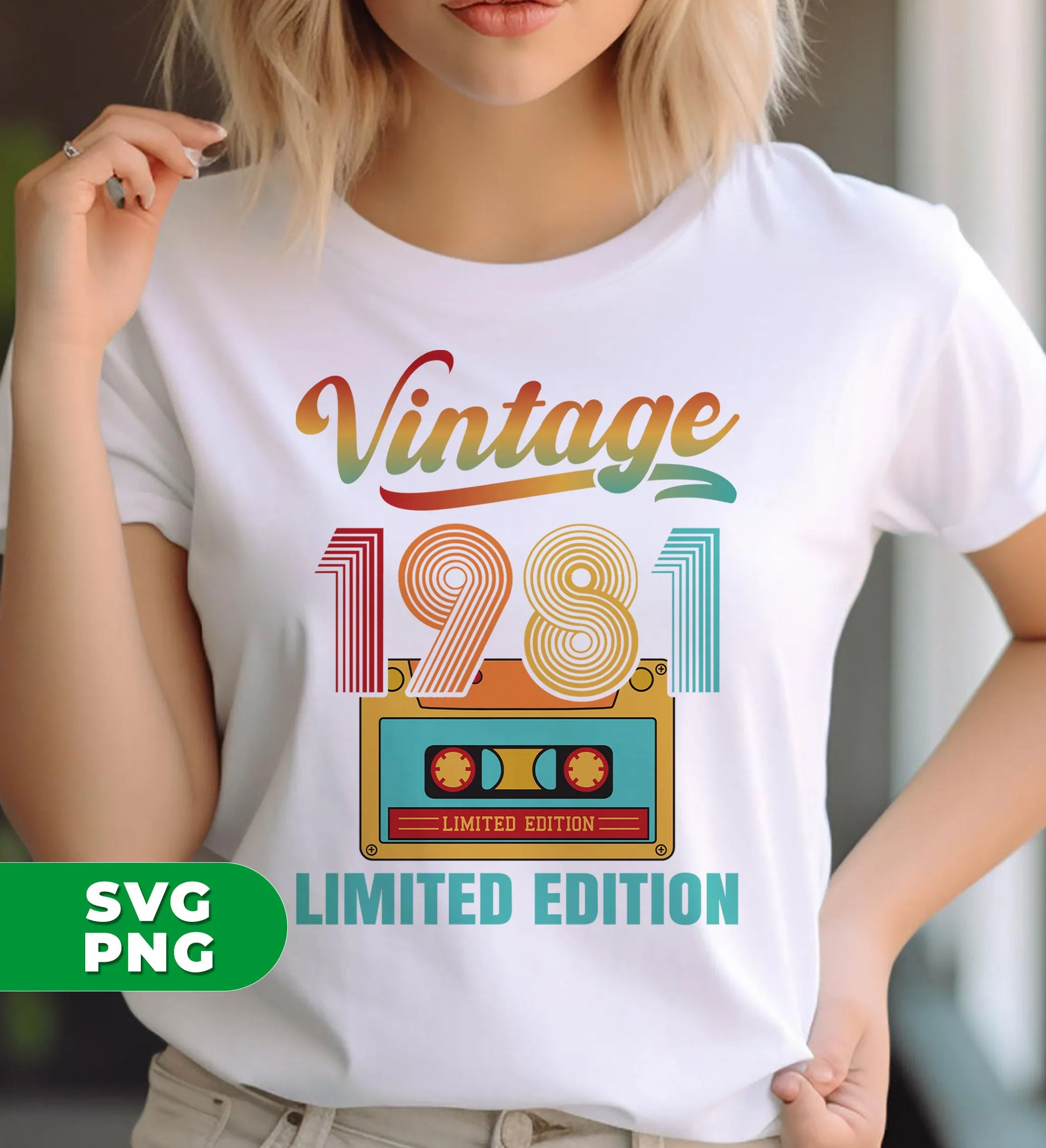 1981 Limited Edition, Vintage Cassette, 1981 Birthday, Digital Files, Png Sublimation