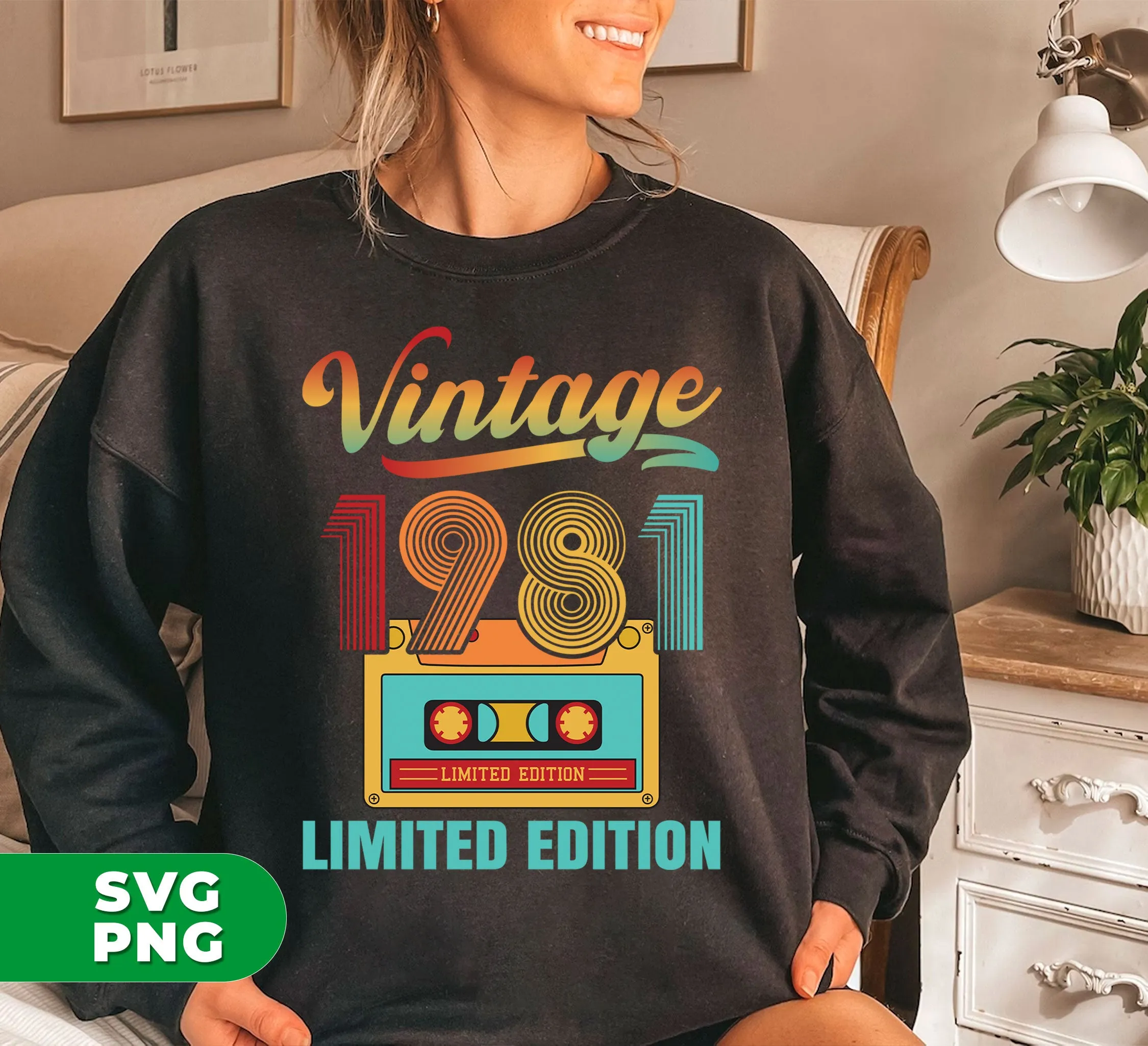 1981 Limited Edition, Vintage Cassette, 1981 Birthday, Digital Files, Png Sublimation