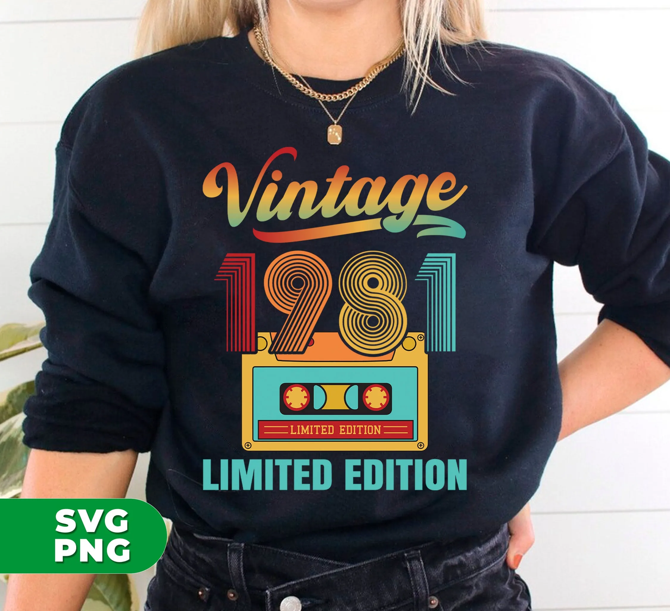 1981 Limited Edition, Vintage Cassette, 1981 Birthday, Digital Files, Png Sublimation