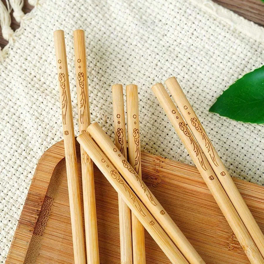 1pc Natural Bamboo Chopsticks, Non-Slip, Unvarnished, Unwaxed, Pack Of 10 Pairs, Healthy And For Home Use