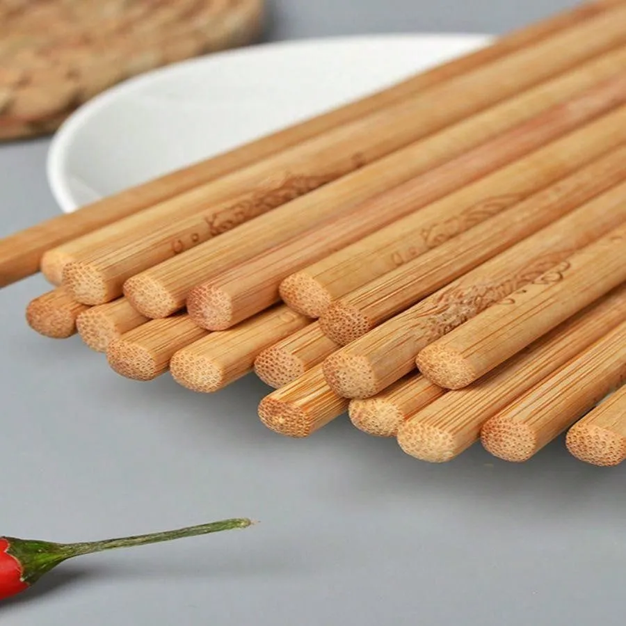 1pc Natural Bamboo Chopsticks, Non-Slip, Unvarnished, Unwaxed, Pack Of 10 Pairs, Healthy And For Home Use