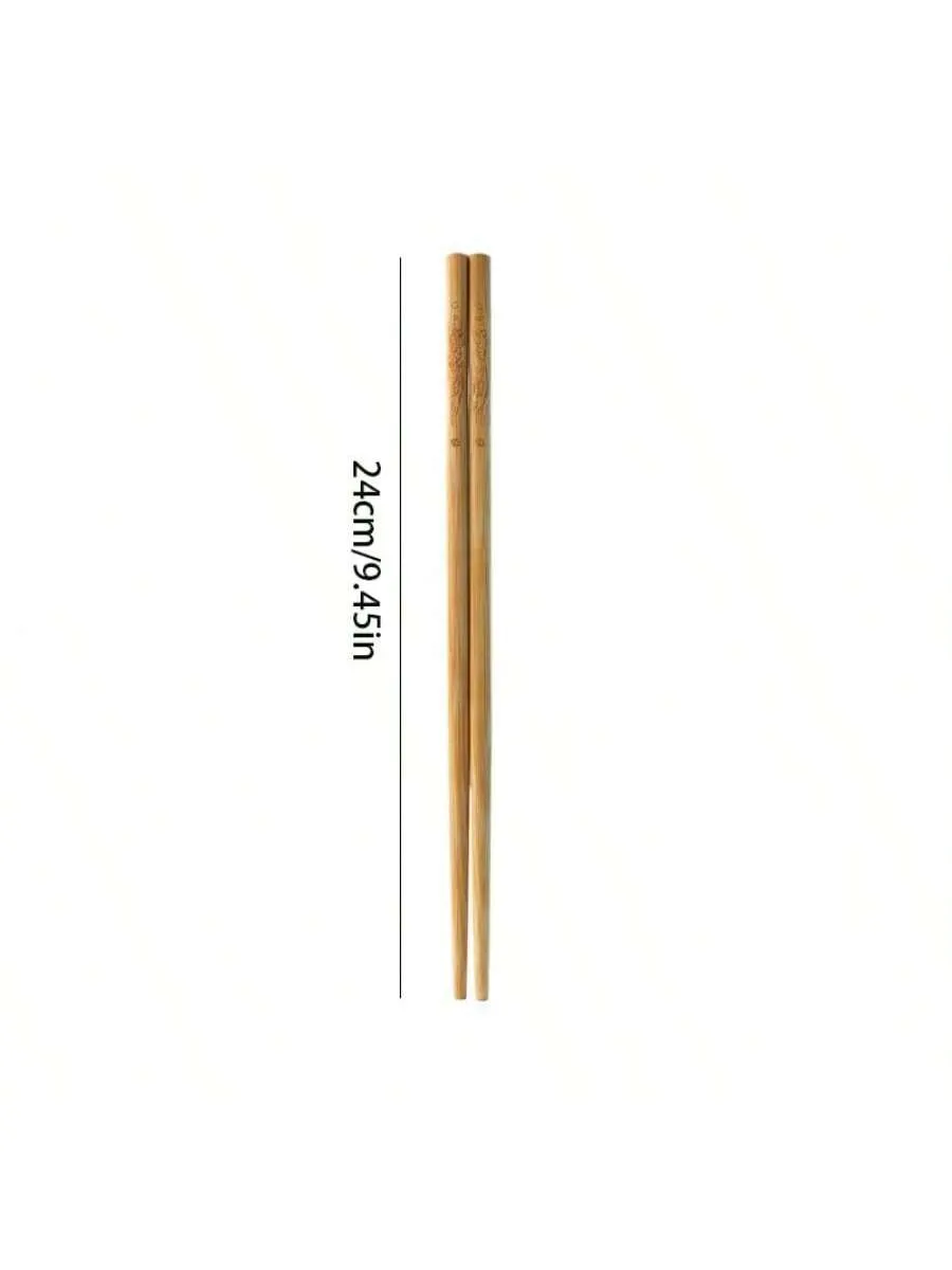 1pc Natural Bamboo Chopsticks, Non-Slip, Unvarnished, Unwaxed, Pack Of 10 Pairs, Healthy And For Home Use