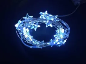 20 Battery Operated LED Stars on a Copper Wire (Blue Stars)