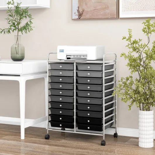 20 Drawers Rolling Storage Cart Studio Organizer-Black & Gray