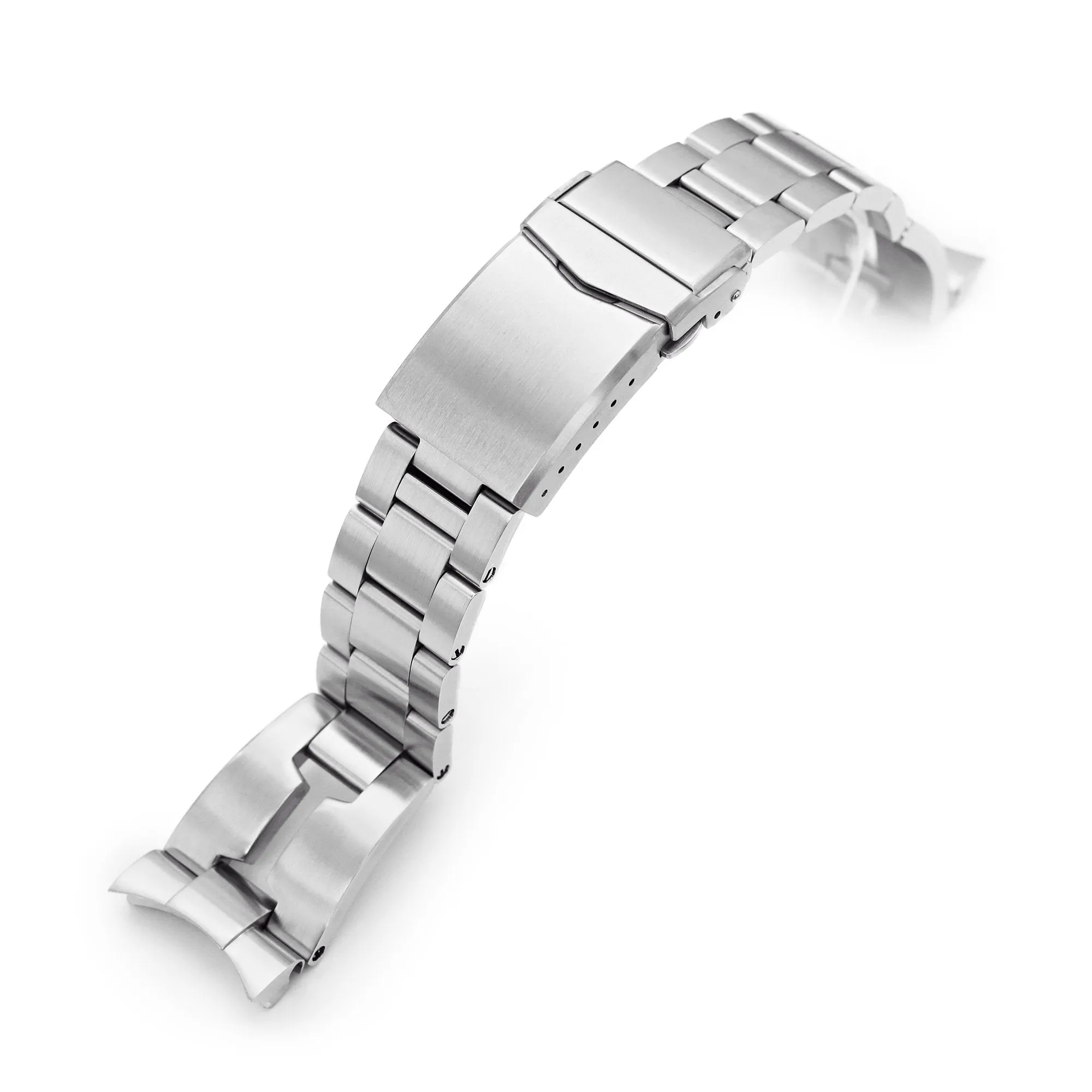 22mm Retro Shaver Blade Watch Band compatible with Orient Kamasu, 316L Stainless Steel Brushed V-Clasp