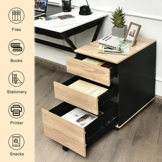 3-Drawer Mobile File Cabinet for Home Office