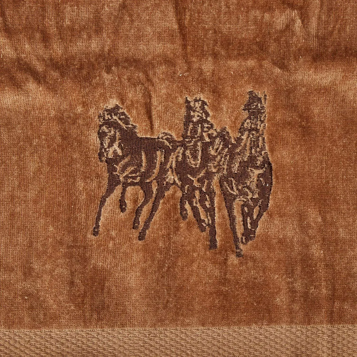 3 PC 3-Horse Embroidered Towel Set, Mocha