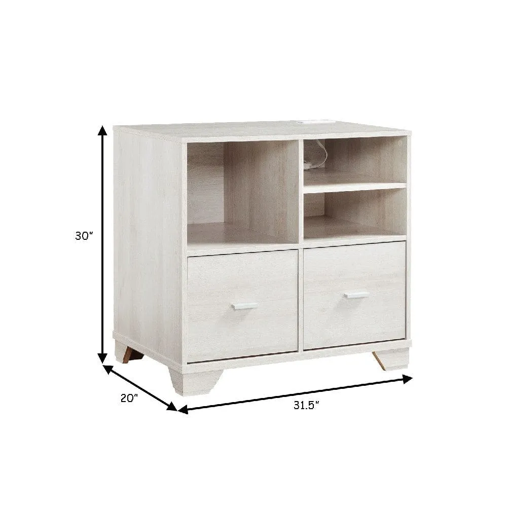 31 Inch File Cabinet Printer Stand Table with 2 Drawers, Oak White By Casagear Home