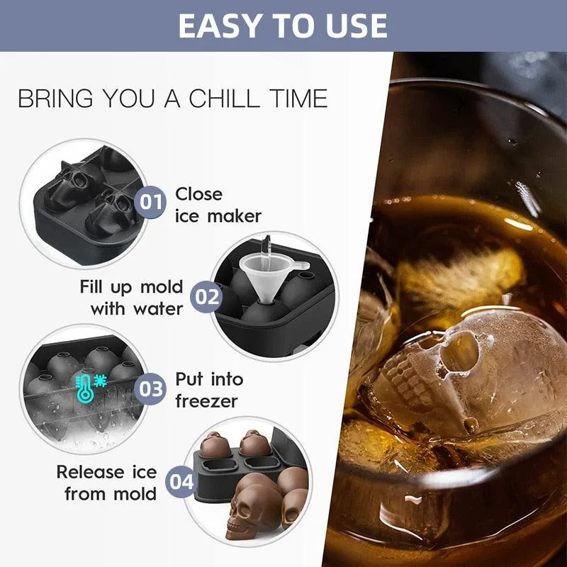 3D Skull Silicone Ice Cube Tray