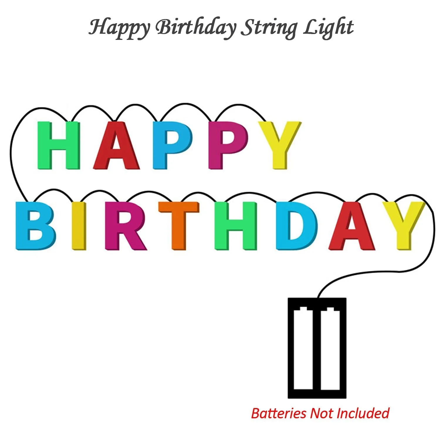 4815 Decoratives Plastic Happy Birthday 13 LED Letter Battery Operated String Lights, Outdoor String Lights (Multicolour)