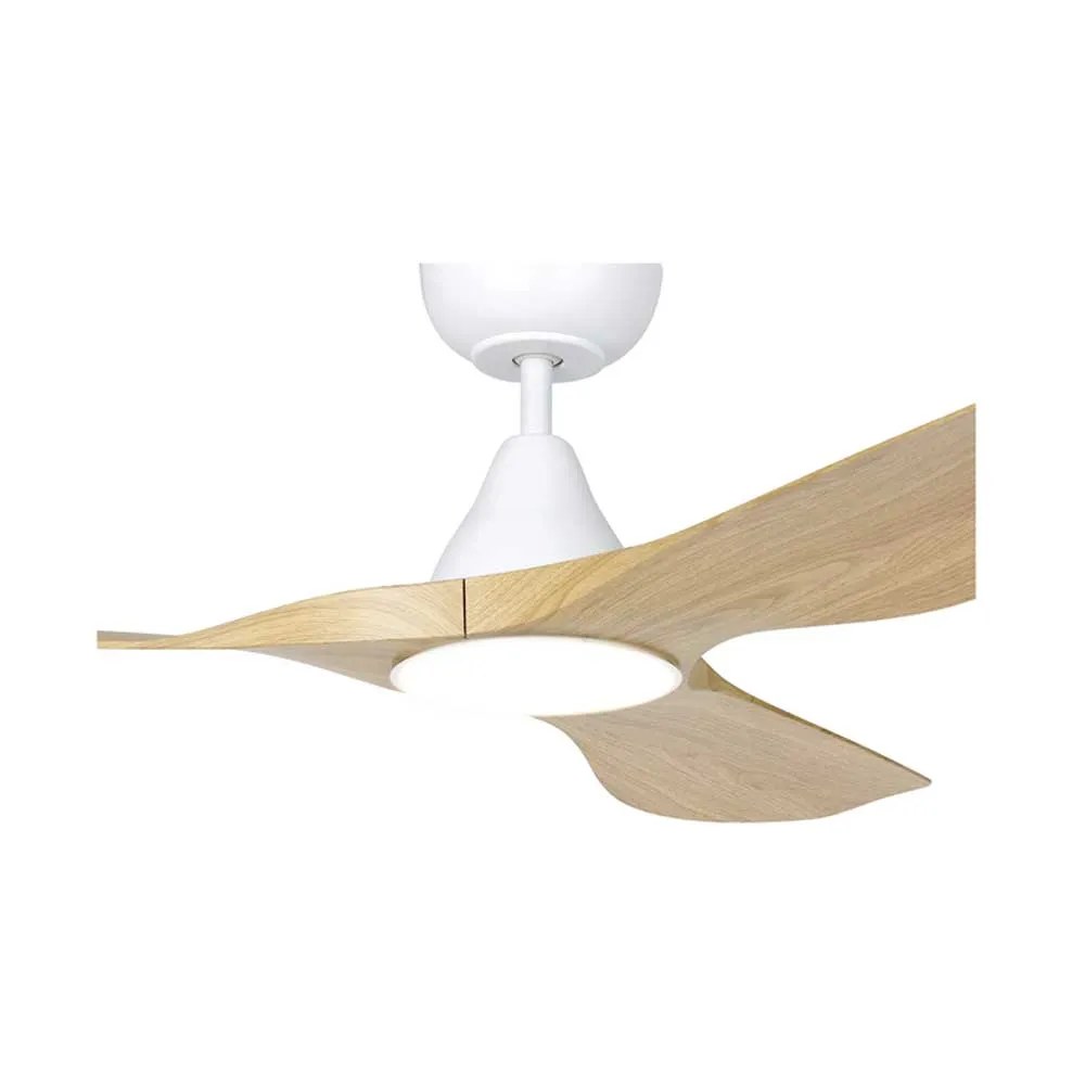 48" Surf DC Ceiling Fan and CCT Light 20w in White, Black, Oak/White or Teak/Black