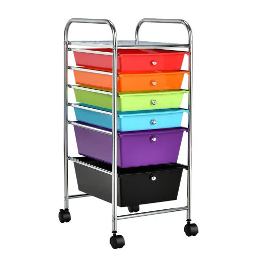 6 Drawers Rolling Storage Cart Organizer-Multicolor