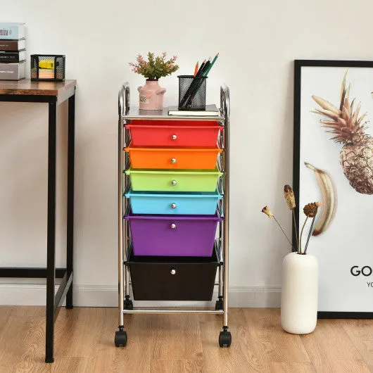 6 Drawers Rolling Storage Cart Organizer-Multicolor