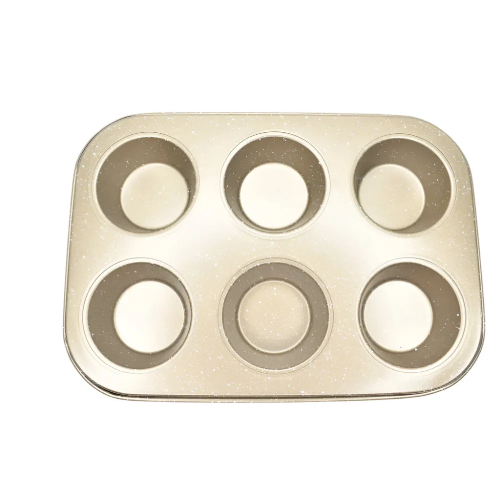 6 in 1 Round Brown Muffin & Cupcake Baking Tray – Non-Stick Baking Tool BT165