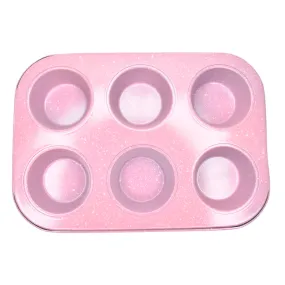 6 in 1 Round Pink Muffin & Cupcake Baking Tray – Non-Stick Baking Tray BT165