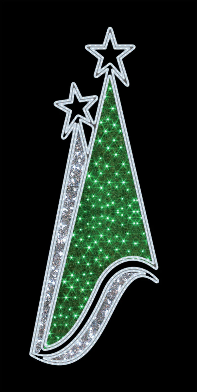 8' 2" LED Lit Christmas Trees Pole Mount