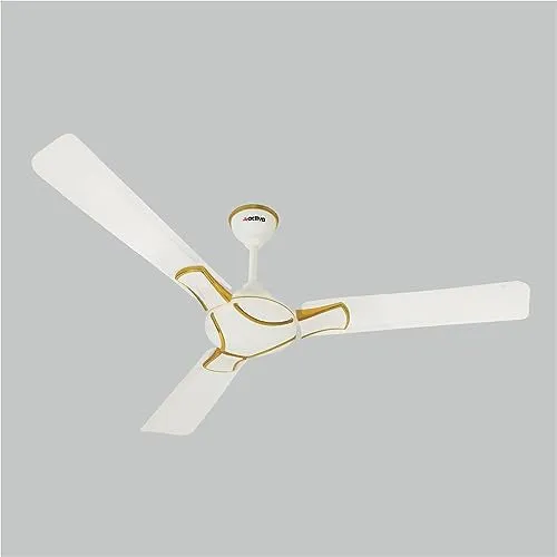 ACTIVA 1200 MM HIGH Speed 390 RPM BEE Approved Anti DUST Coating Pure Copper Corolla Ceiling Fan 2 Year Warranty (Pearl Ivory)