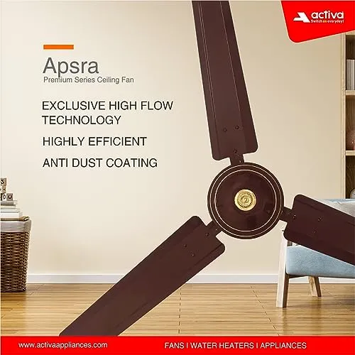 ACTIVA 1200 MM HIGH Speed BEE Approved Apsra Brown Ceiling Fan Pack of 2 with 2 Years Warranty