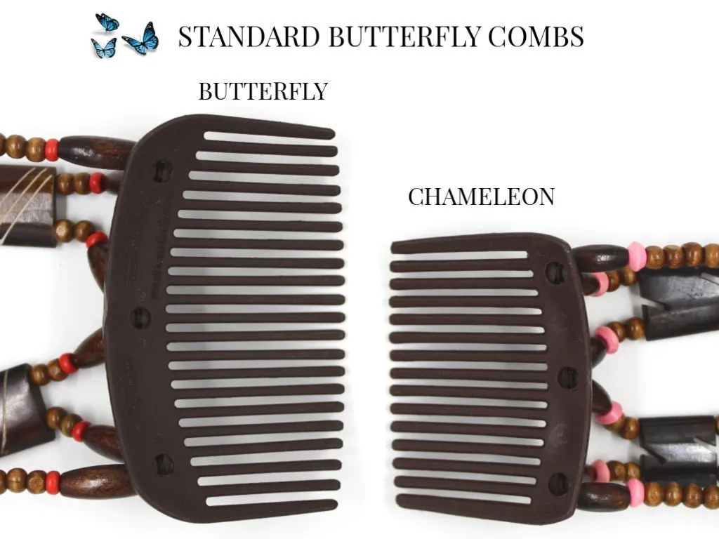 African Butterfly Chameleon Hair Comb - Stones & Bones Brown 29