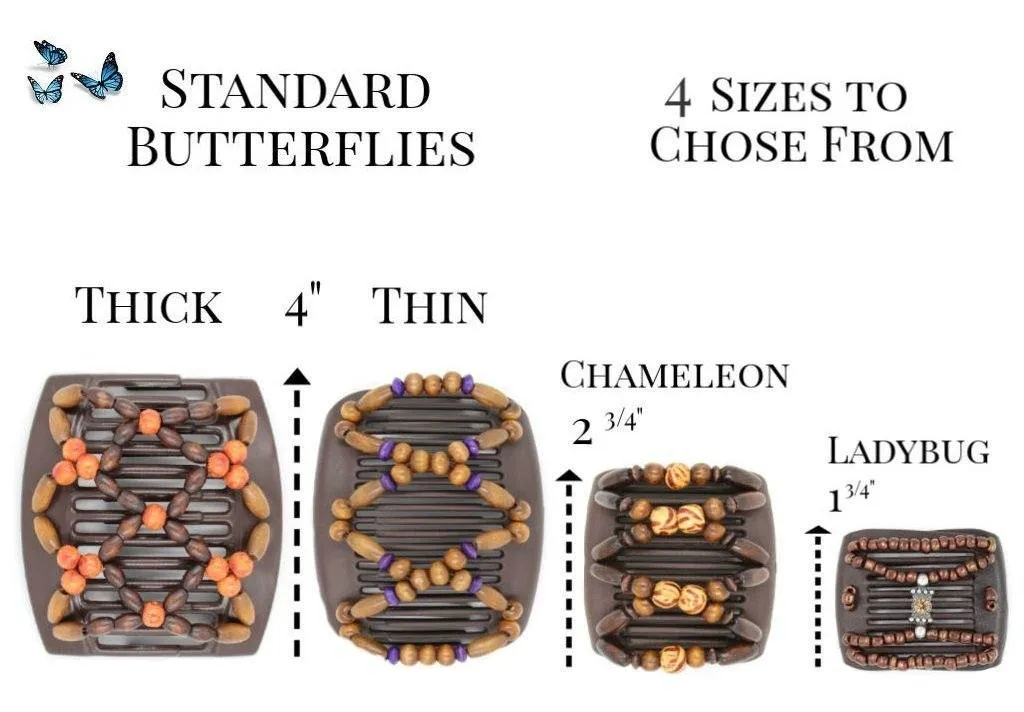 African Butterfly Chameleon Hair Comb - Stones & Bones Brown 29