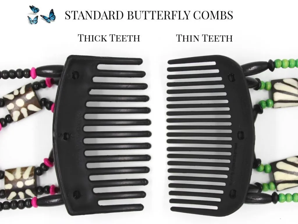 African Butterfly Hair Comb - Beada Black 127