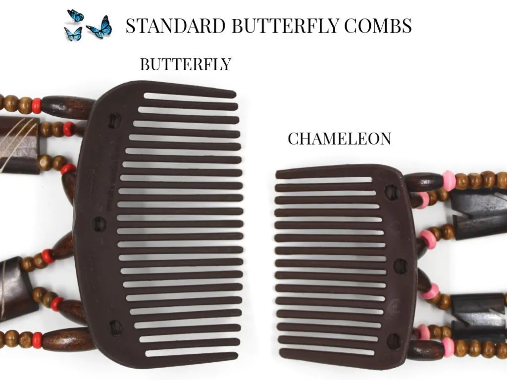 African Butterfly Thick Hair Comb - Beada Tube Brown 46