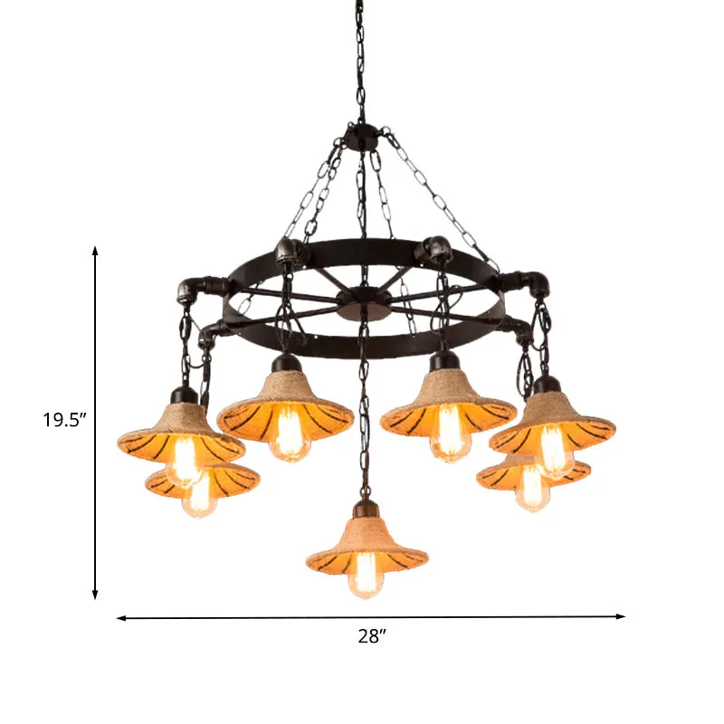 Almach - Stylish Warehouse Chandelier Light: Beige Metal Hanging Lamp  with