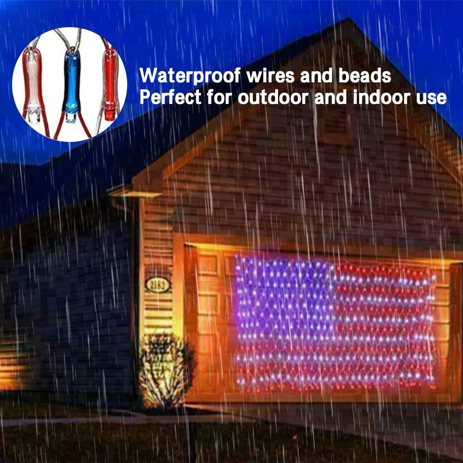 American Flag Lights, 420LED Outdoor Waterproof Red White and Blue Led American Flag Net Light of the United States for Memorial Day, Independence Day, National Day, Veterans Day Decor(Plug In)