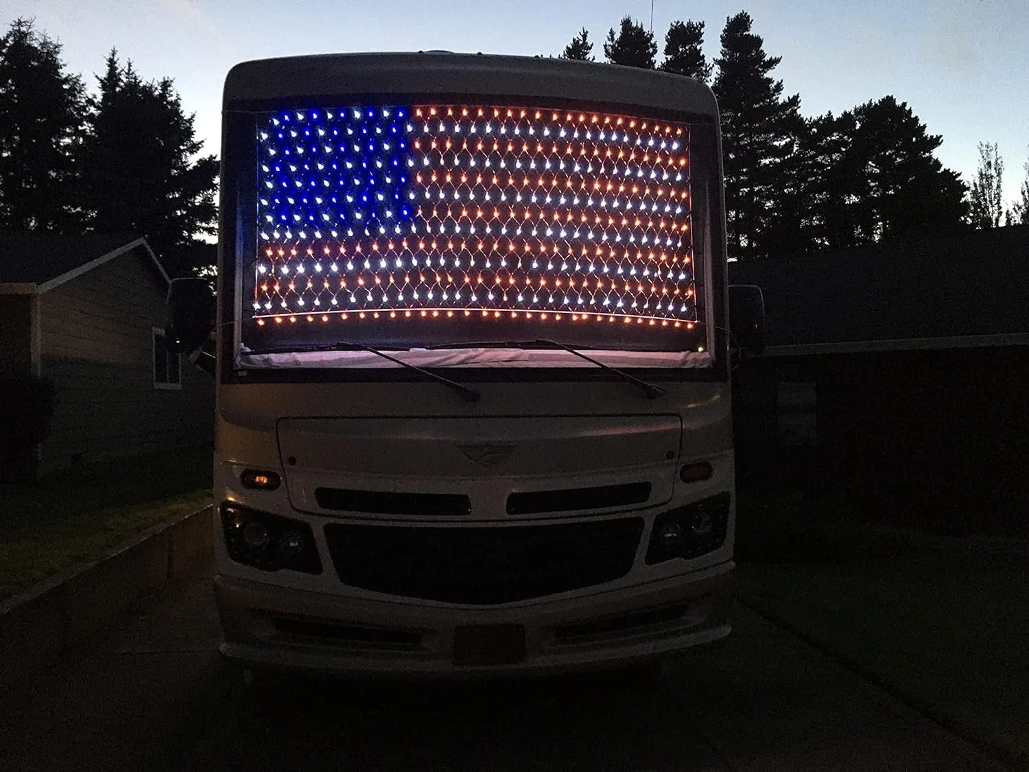 American Flag Lights, 420LED Outdoor Waterproof Red White and Blue Led American Flag Net Light of the United States for Memorial Day, Independence Day, National Day, Veterans Day Decor(Plug In)