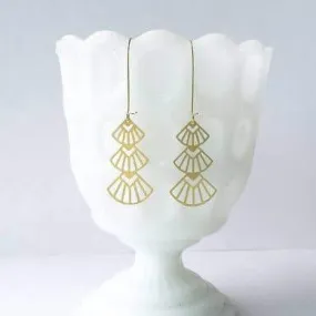 Art Deco Stacked Fans Earrings