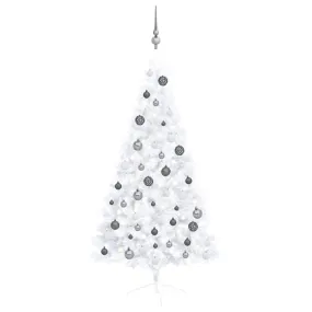 Artificial Half Christmas Tree with LEDs&Ball Set White 150 cm