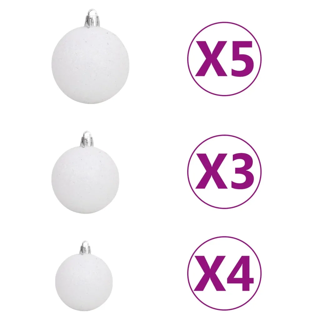 Artificial Half Christmas Tree with LEDs&Ball Set White 150 cm