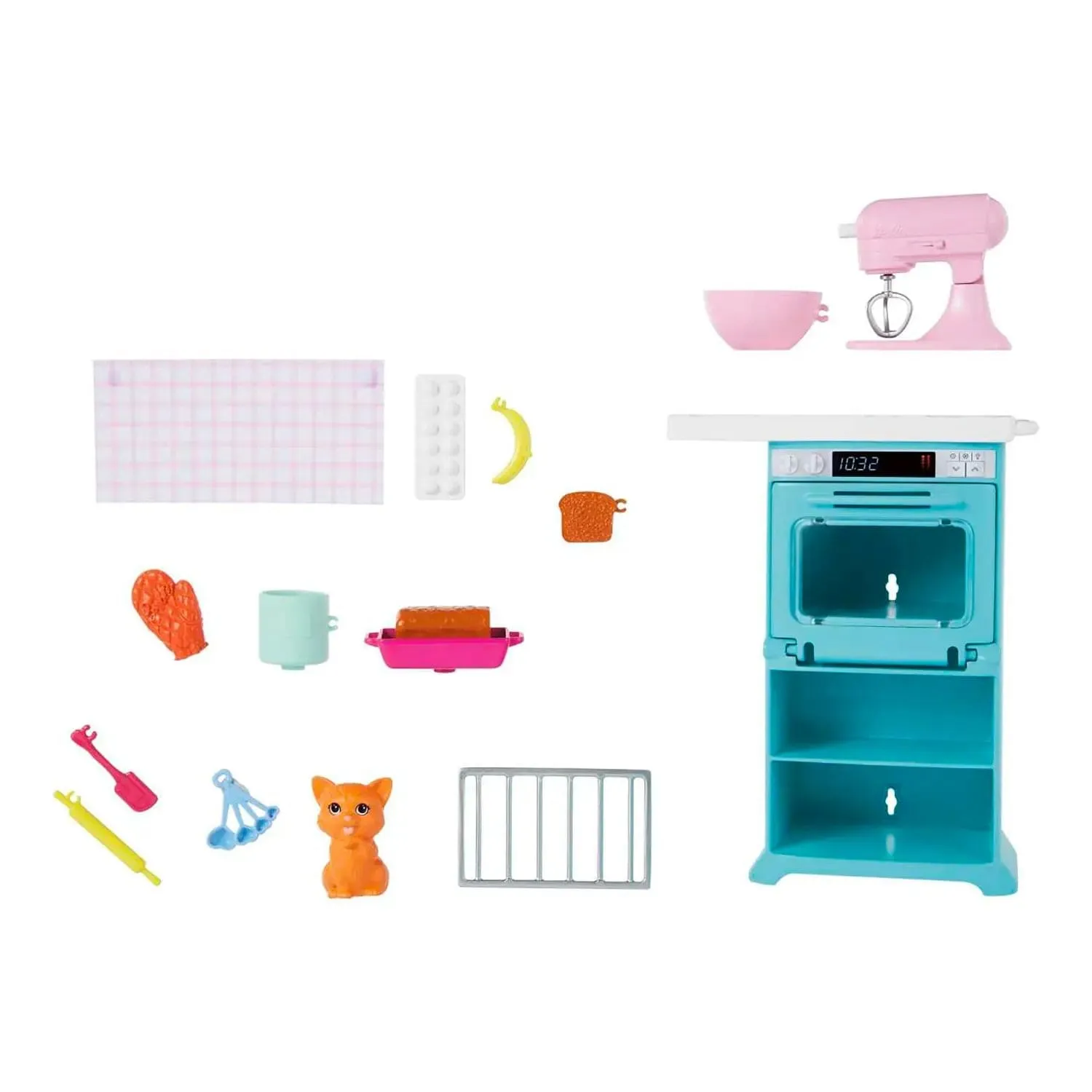 Barbie Doll Kitchen Baking Playset Oven Interactive Food Mixer