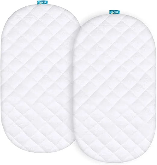 Bassinet Mattress Pad Cover - Fits Baby Delight Slumber Deluxe Portable Rocking Bassinet, 2 Pack, Bamboo, Waterproof