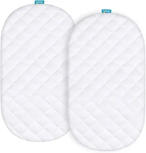 Bassinet Mattress Pad Cover - Fits Baby Delight Slumber Deluxe Portable Rocking Bassinet, 2 Pack, Bamboo, Waterproof