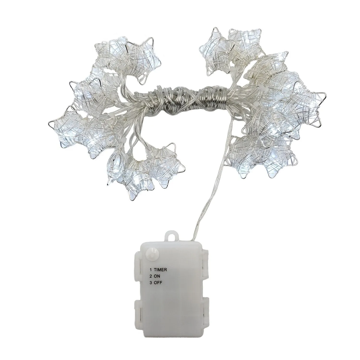 Battery Operated String Lights with 20 Silver Stars