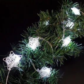 Battery Operated String Lights with 20 Silver Stars