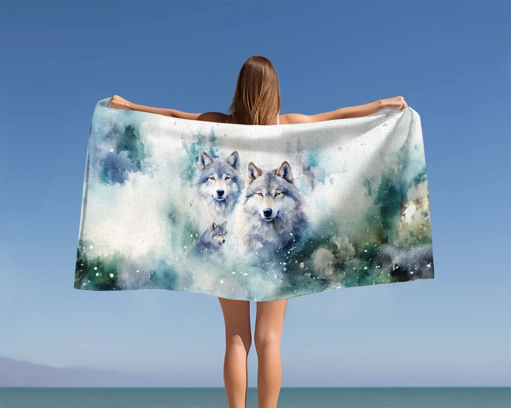 Beach Towel, Wolves, Polycotton Towel