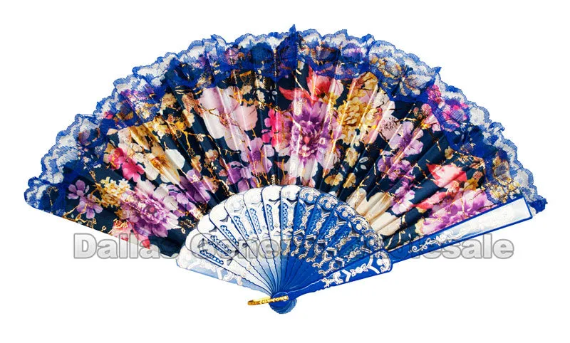 Beautiful Printed Flower Oriental Hand Fans Wholesale