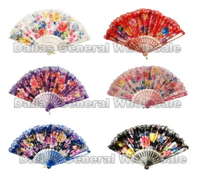 Beautiful Printed Flower Oriental Hand Fans Wholesale