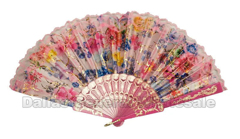 Beautiful Printed Flower Oriental Hand Fans Wholesale