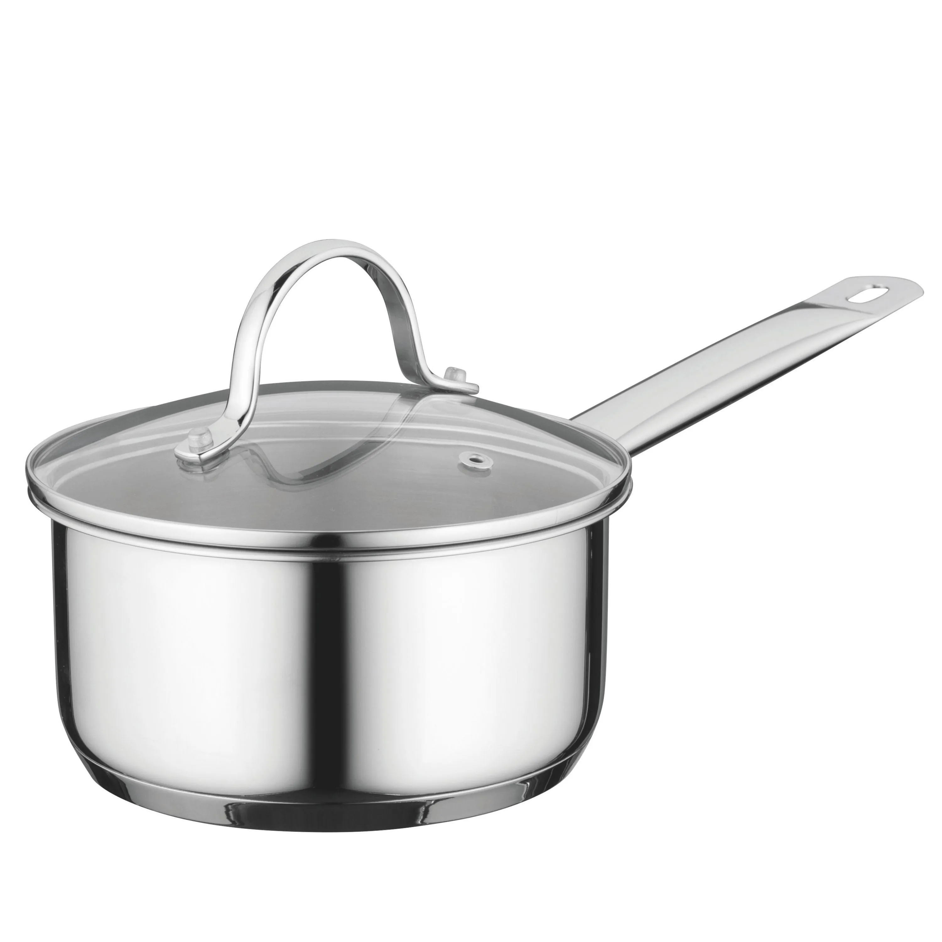 BergHOFF Comfort 18/10 Stainless Steel 6.25" Saucepan 1.7Qt., Long Handle, Glass Lid