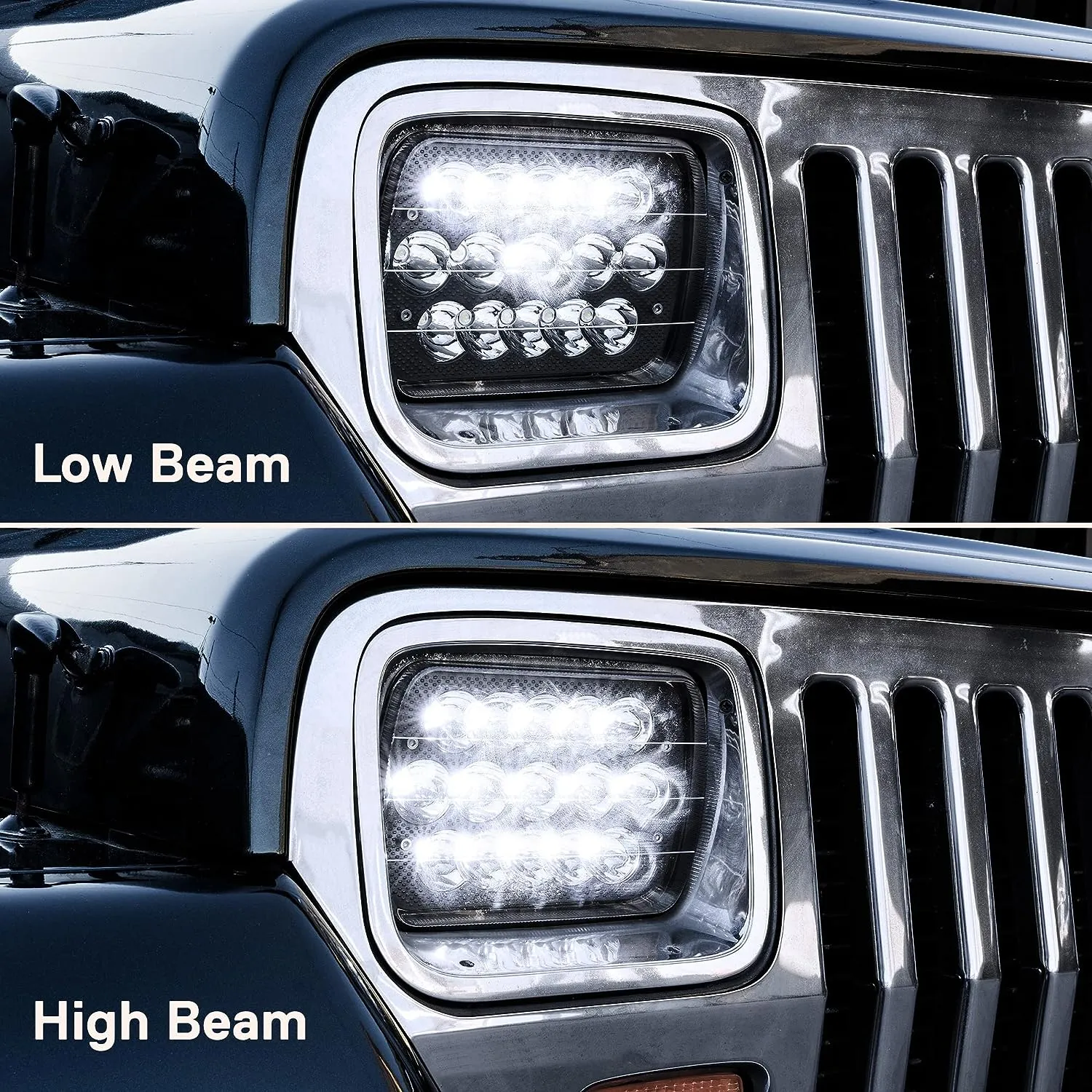 Black Pair 45w 7x6 5x7 Inch Headlights 6052 6054 H5054 H6054 H4 Hi/Low Sealed Beam #0513