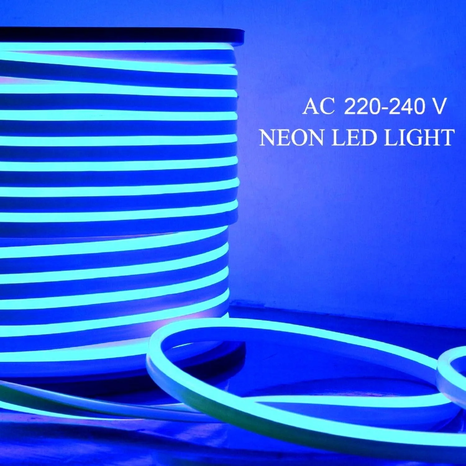 Blue LED Neon Flex 8x16mm 120LEDs/m AC 220 240V IP65 Waterproof with UK Plug