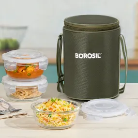 Borosil Eateasy Glass Lunchbox, Round x 3