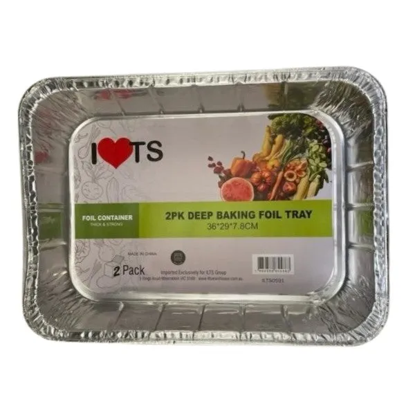 BULK 48x2pk Deep Baking Foil Tray 36x29x7.8cm (96 pieces)